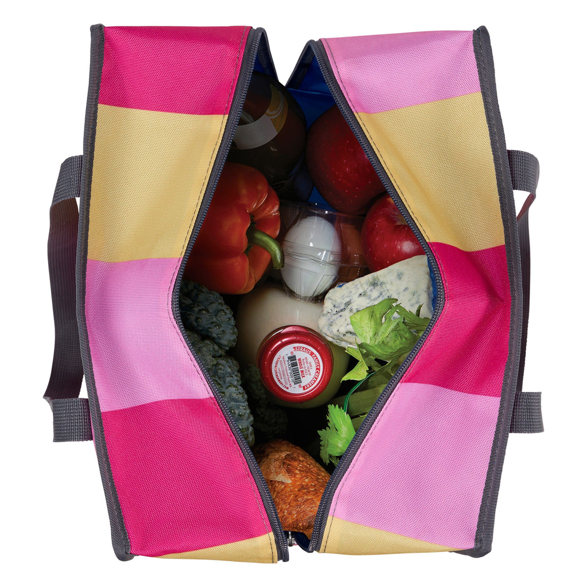 freezable-grocery-tote-g5 Freezable-Grocery-Tote-PinkStripes-Top-Down-Food-Combo-Filled_LORES.jpg