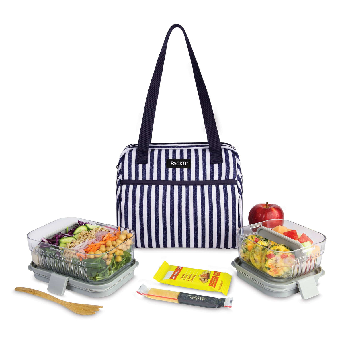 freezable-hampton-lunch-bag-u8 freezable-hampton-lunch-bag-seaside-stripe-front-food-combo.jpg